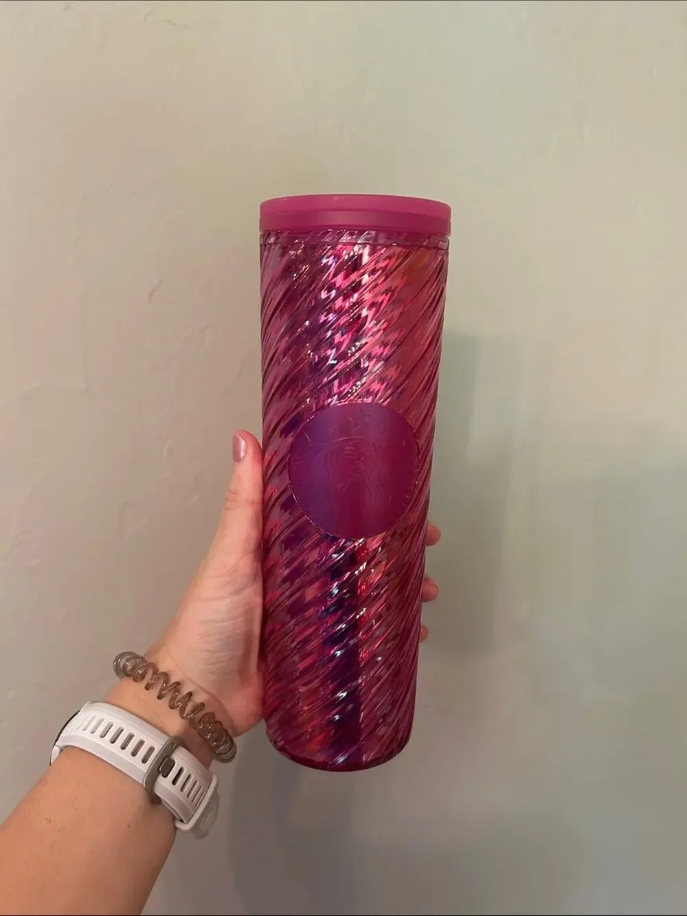 Starbucks Hot Pink Iridescent Swirl Tumbler